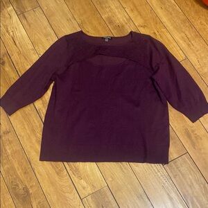 Cable & Guage cutout  3/4 Sleeve Sweater